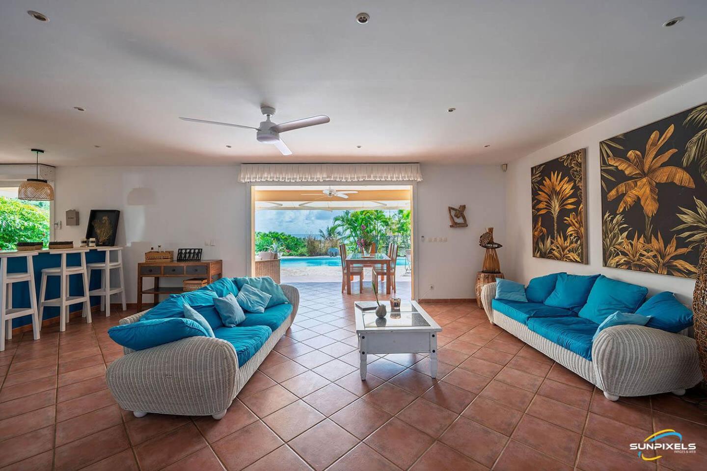 Bleue, Piscine, Vue Villa *
